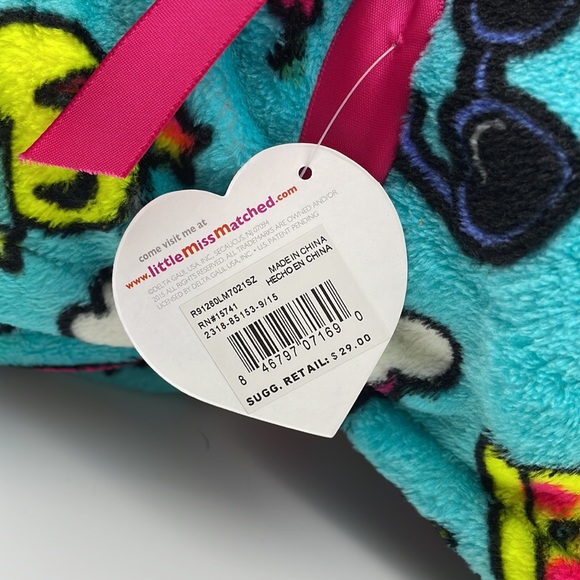 NWT Reversible Plush Throw Blanket Blue Black Stripe Print - Little Miss Matched - Picture 7 of 8